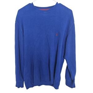 Polo Ralph Lauren Mens Waffle Knit Thermal Shirt Sz L Preppy Casual Cotton Blue